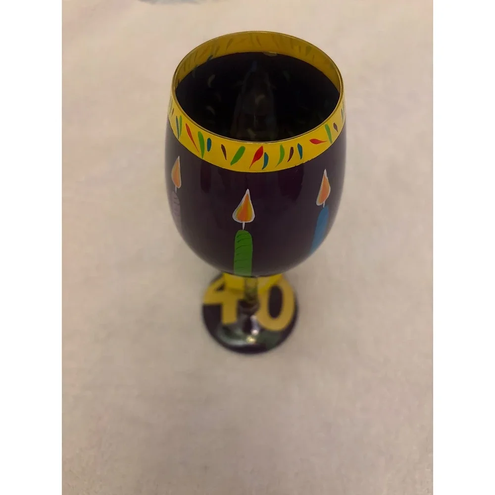 Lolita 40 Something Hand Painted Wine Glass 40th Birthday Candles